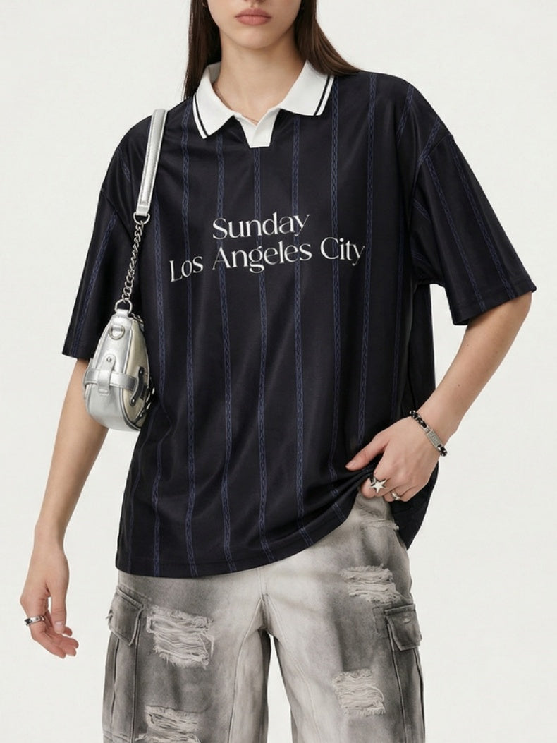 Retro Stripes Color-blocked Polo Shirt