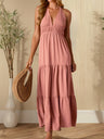 V-neck Halter Neck Lace-up Maxi Dresses