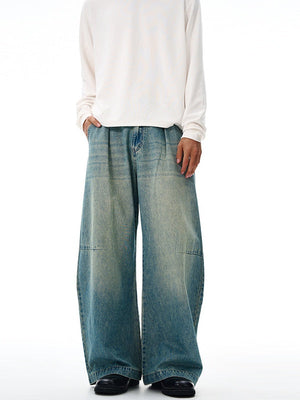 Retro Blue Gathering Machete Cleanfit Jeans