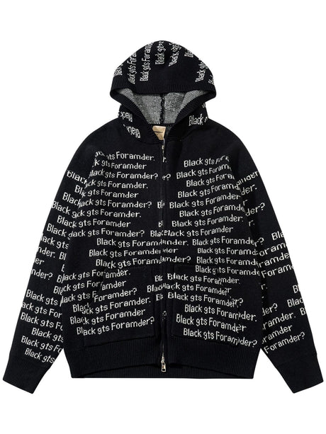 Letter Print Hooded Cardigans