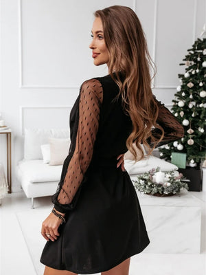 Lace Stitching Wrap-up Lace Up Mini&Short Dresses