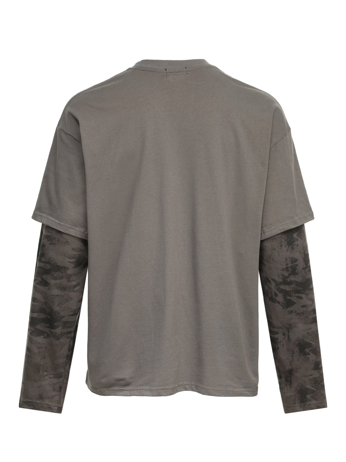 Hole Camouflage Splicing Fake Two Pieces Long-sleeved T-shirt