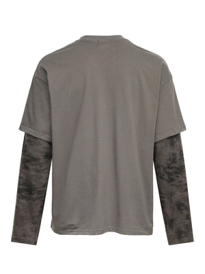 Hole Camouflage Splicing Fake Two Pieces Long-sleeved T-shirt