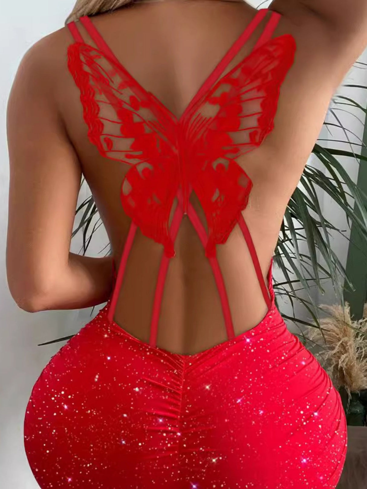 Butterfly Cutout Back Sequins Mini&Short Dresses