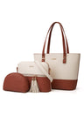 Color-blocked Tote Bag 3-piece Set