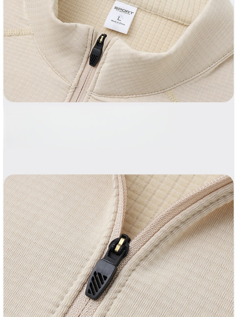 Fleece Keep Warm Half Zipper Stand Collar Outdoor Running Sports Sweatshirts&Hoodies