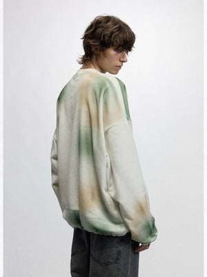 Plush Thickening Two-color Inkjet Printing Hem Drawstring Crew Neck Sweatshirt