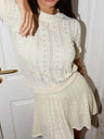Jacquard Knitting Hollow Short-sleeved Top Skirts Set 2-piece Sets