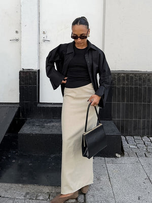 Straight raw-edge skirt