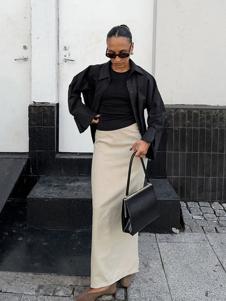 Straight raw-edge skirt