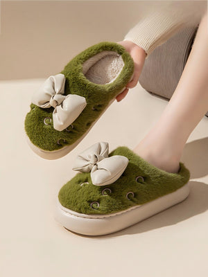 Colorblock Bow Slippers