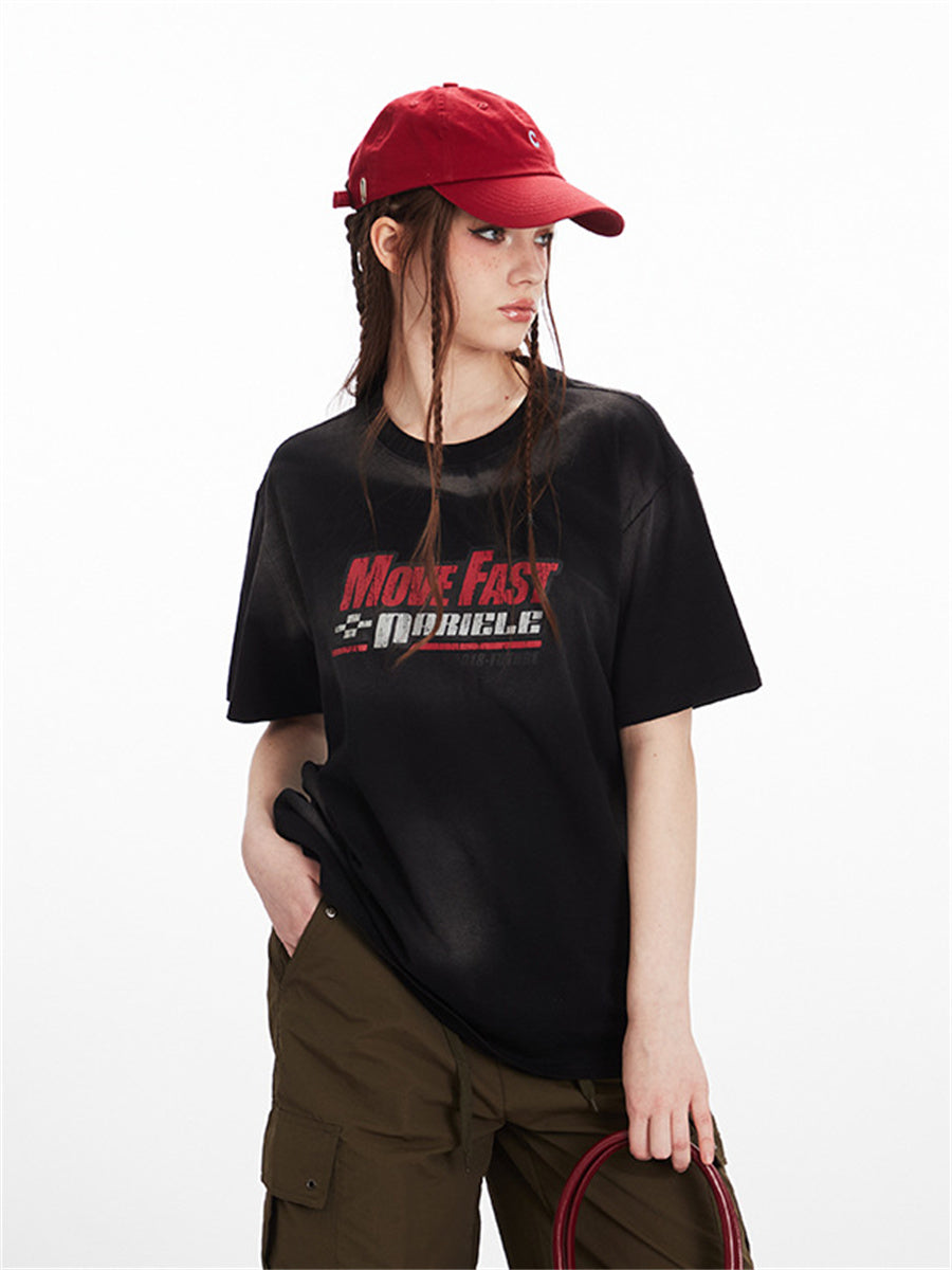 Liber Summer Women's Old Letters/Numbers/Words T-shirts