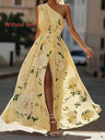 Sloping Shoulders Printed Vacation Temperament Maxi Dresses