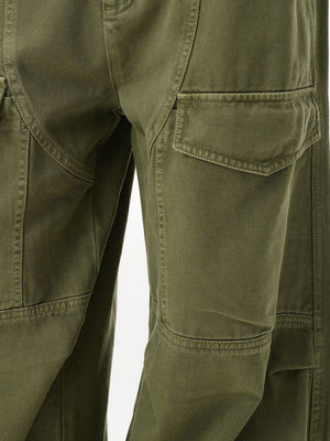 Liber Autumn Neutral wear Solid Color Cargo Trousers