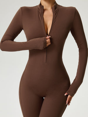 Zipper Long Sleeve Yoga High Strength Fitness All-in-one Tight Fit Bodysuit