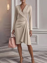 Long Sleeve Hip-hugging Crimp Maxi Dresses
