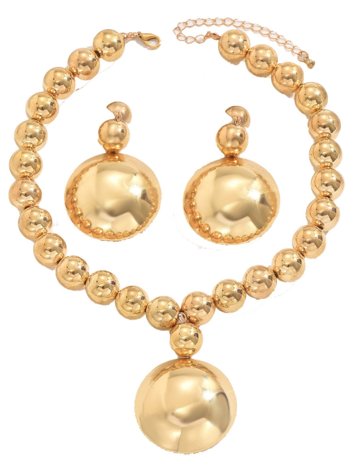 Metal Beads Necklace And Earrings Jewelry Sets