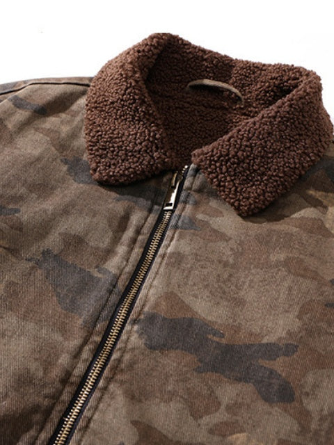 Vestes camouflage amples à doublure sherpa extra épaisse