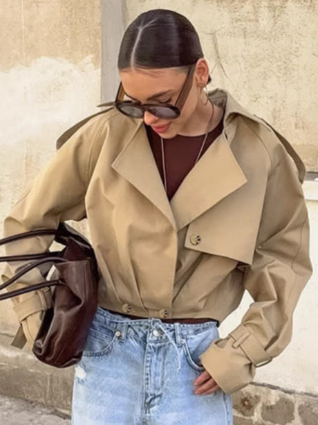 Liber Autumn Women's Pocket Solid Color Trench Coats
