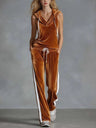 Sleeveless Sporty Casual Comfortable Hooded Velvet Two-Piece Set