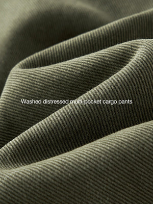 Washing Water Cut Multiple Pockets Old Tooling Casual Trousers