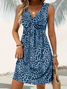 Leopard Print Knot V-neck Sleeveless Mini&Short Dresses