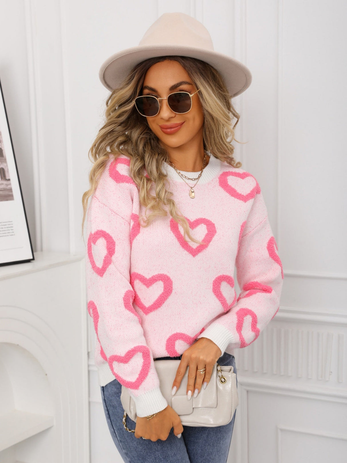Love Valentine's Day Color-blocked Knitted Sweater
