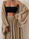 Lace-up Loose Solid Color Multi-piece Set