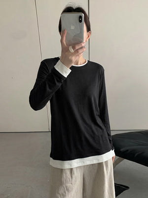 Korean Style Faux Two-piece Knitwear