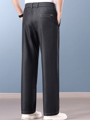 Faux Denim Straight-fit Loose-fit Anti-wrinkle Pants