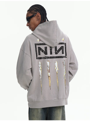 Fried Salt Washing Terry Stereo Printed Hoodies