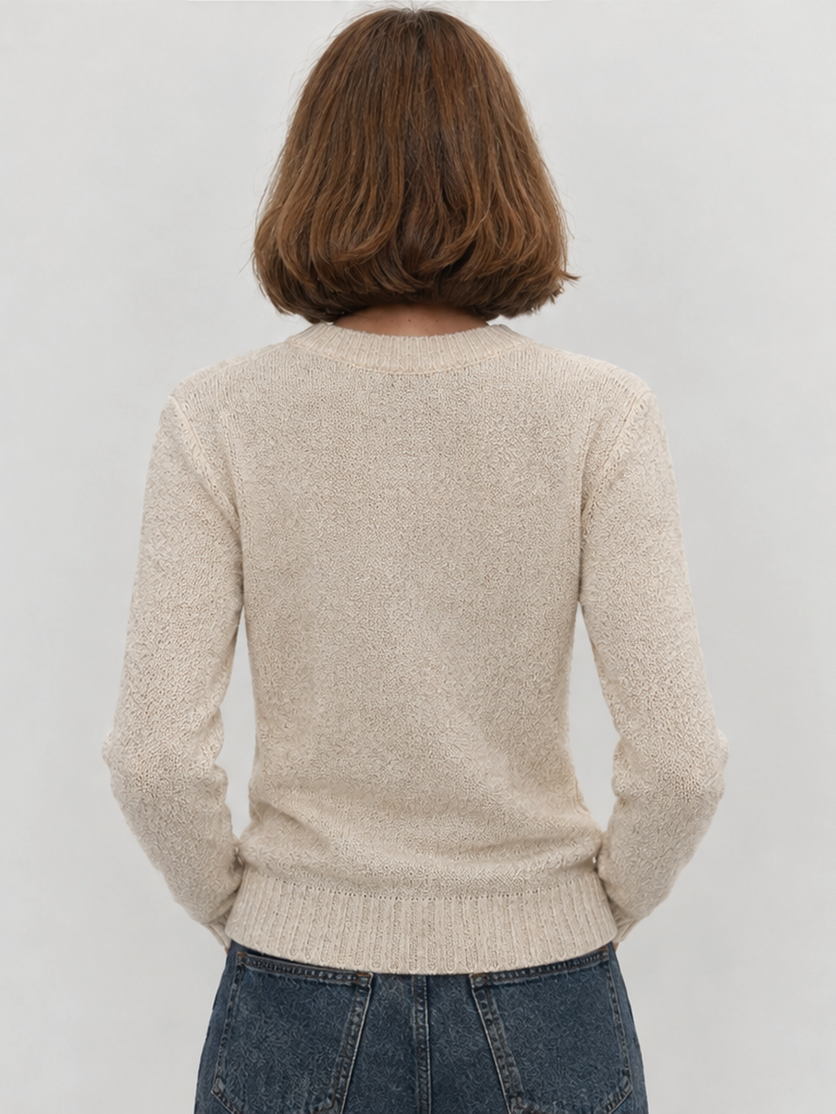 Mohair Crew Neck Pullover Sweater, Semi-sheer Base Layer Sweater