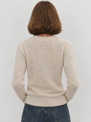 Mohair Crew Neck Pullover Sweater, Semi-sheer Base Layer Sweater