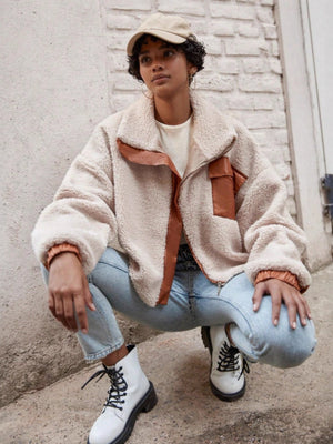 Loose-fitting Polar Fleece Zip-up Jacket