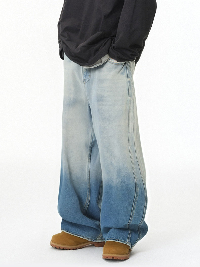 Gradient Grind Old Wide-leg Leisure Jeans
