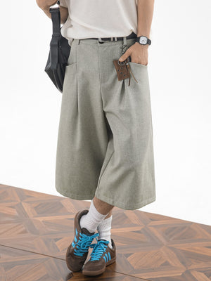 Imitation Linen Loose-fit 7 Points Dress Pants Shorts