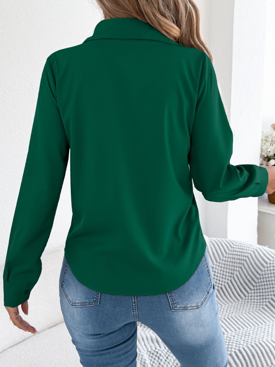 Langarm-Pendlerhemden mit geriffelten, einfarbigen Knöpfen