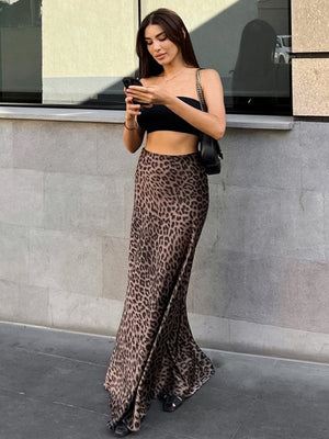Leopard Print Hip Fishtail Skirts