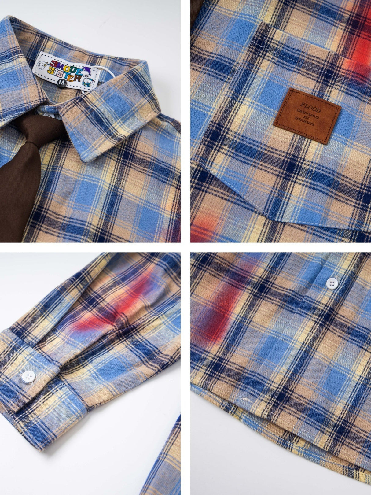 Liber Autumn Neutral wear Pocket decoration Plaid Shirts