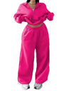 Half-open Pullover Sweatshirt And Trousers Two-piece Set
