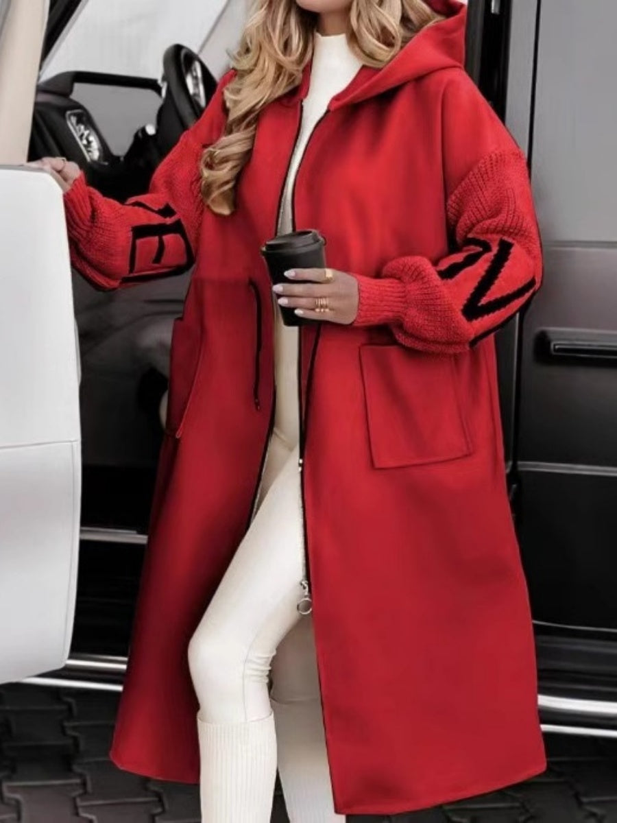 Liber Autumn Women's Pocket Letter Drawstring Long Trench Coats