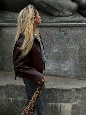 Leather zip-up jacket