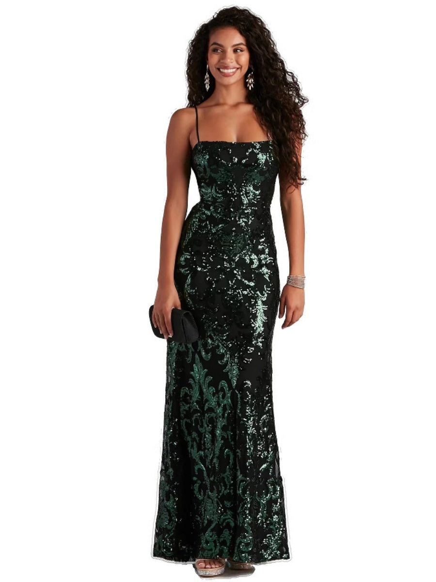 Liber Autumn women's sequined suspender long dress