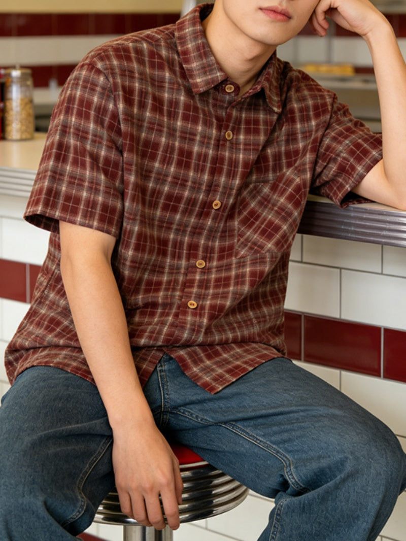 Plaid Layered-look Retro Shirts