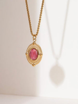 Pink Oval Pendant Necklace