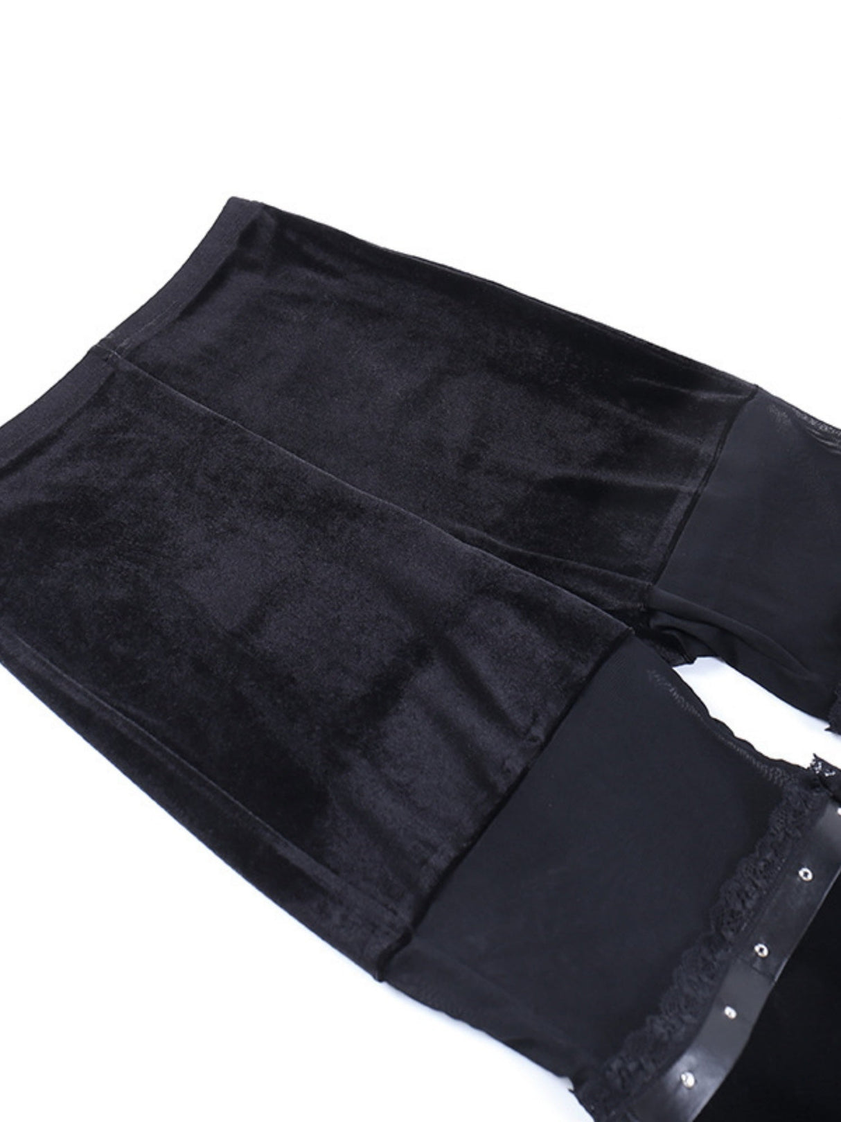 Y2K Velvet Mesh Patchwork Perspective High-waisted Flared Pants Slimming Pants