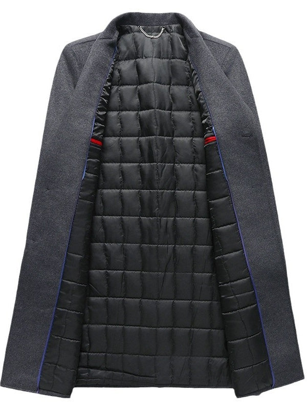 Long Suit Collar Wool Coat Cotton