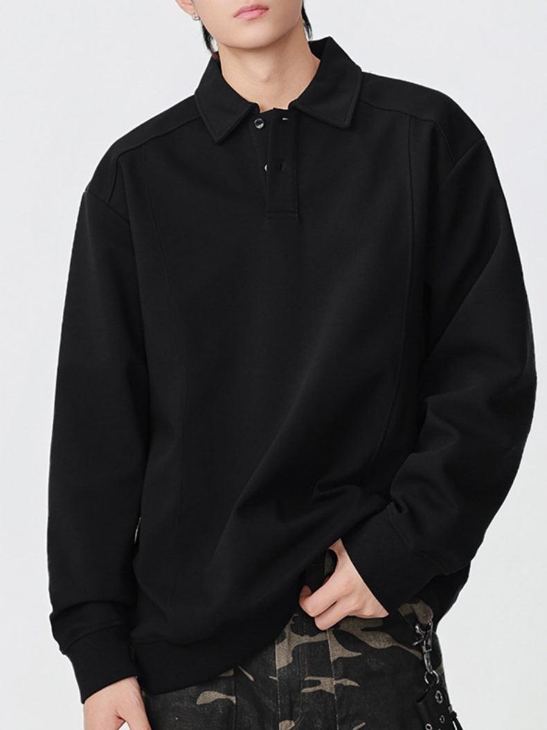 Stereo Segmentation Deconstruction Lapel Polo Shirt