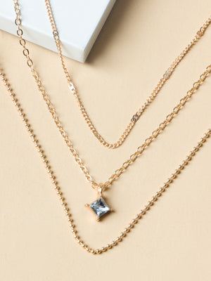 Square Diamond Multi-layer Necklace