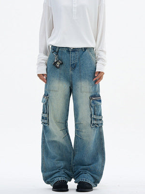 Multiple Pockets Denim Vibe Function Cargo Trousers